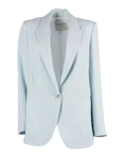 Forte Forte Tailored Linen Single Button Blazer In Blue