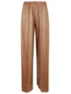 Forte Forte Tailored Straight-leg Trousers With Elastic Waistband And Subtle Snake Print In Brown