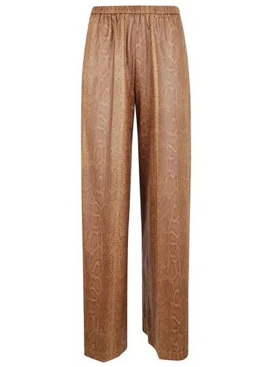 FORTE FORTE TAILORED STRAIGHT-LEG TROUSERS WITH ELASTIC WAISTBAND AND SUBTLE SNAKE PRINT