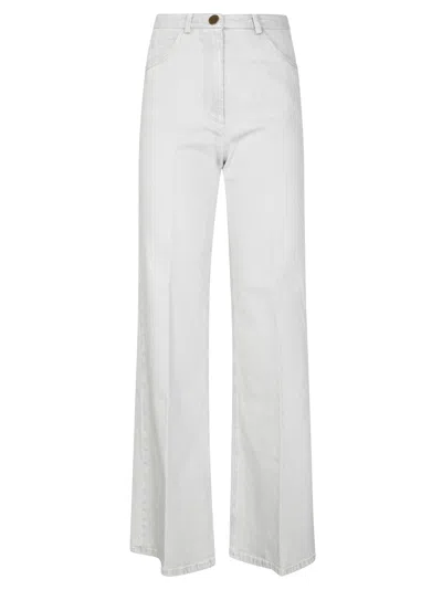 Forte Forte Tailored Wide-leg Denim Trousers With Subtle Texture In White