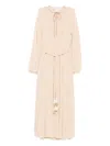 Forte Forte Long Dress With Pleated Design And Belt In Pink