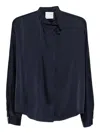 Forte Forte Tassel-detailed High-neck Blouse In Blue