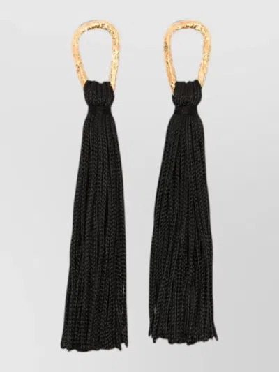 Forte Forte Tassel Earrings Gold Tone Hardware In Black