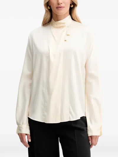 Forte Forte Tassel Mock-neck Blouse In White