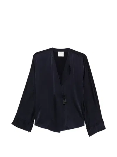 Forte Forte Tassel V-neck Top In Blue