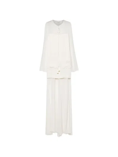 Forte Forte Tassel-detail Long-sleeve Maxi Dress In Neutrals