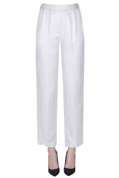 Forte Forte Textured Fabric Trousers In Light Grey