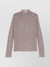 Forte Forte Textured Long Sleeve Mock Neck Sweater In Gray