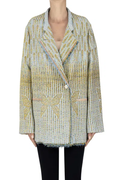 Forte Forte Textured Tweed Blazer In Blue