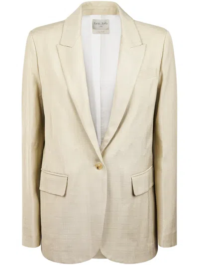 Forte Forte Textured Viscose Hopsack Jacket With Notched Lapels In Neutral