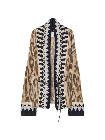 Forte Forte The Brit Leopard Belted Cardigan In Nude