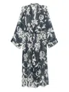 Forte Forte Printed Linen And Silk Gown In Blue