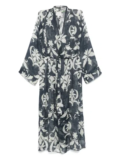Forte Forte The Secret Lily-print Coat In Blue
