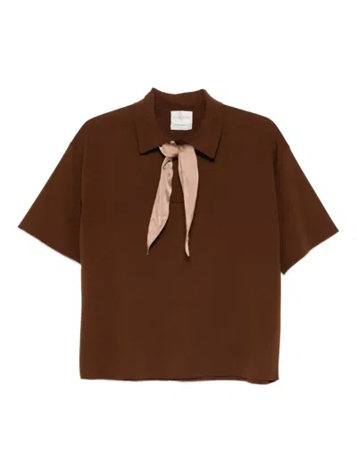 Forte Forte Tie-detail Polo Top In Brown