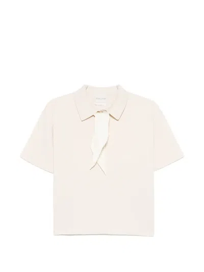 Forte Forte Tie Knit Polo Top In Neutral