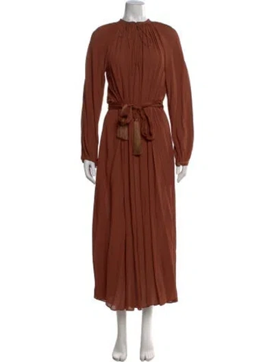 Pre-owned Forte Forte Tie Neck Long Dress In Brown