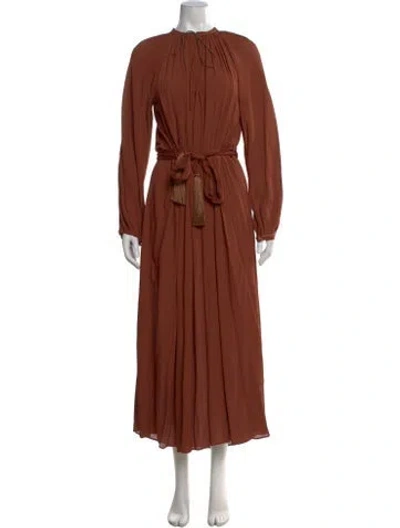 Pre-owned Forte Forte Tie Neck Long Dress W/ Tags In Brown