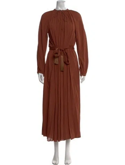 Pre-owned Forte Forte Tie Neck Long Dress W/ Tags In Brown