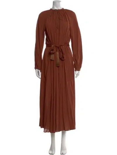 Pre-owned Forte Forte Tie Neck Long Dress W/ Tags In Brown