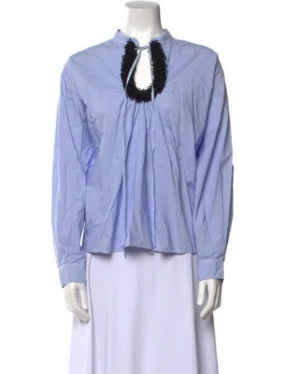 Pre-owned Forte Forte Tie Neck Long Sleeve Blouse In Blue