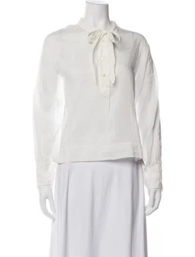 Pre-owned Forte Forte Tie Neck Long Sleeve Blouse In Neutrals