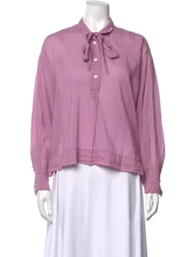 Pre-owned Forte Forte Tie Neck Long Sleeve Blouse In Purple