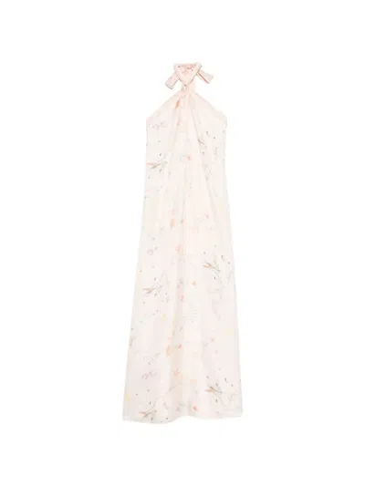 Forte Forte Tie-neck Floral-print Maxi Dress In Neutral