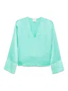 Forte Forte Silk V-necked Blouse In Green