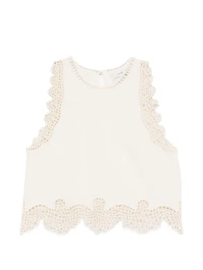 Forte Forte Avorio Lunamaris Embroidery Popline Top In Neutral