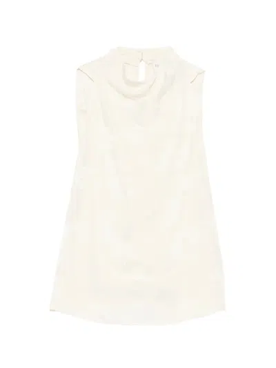 Forte Forte Top Sbieco Jaquard Fluido Bouquet In White