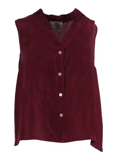 Forte Forte Top Scollo A V Habotai Seta In Burgundy