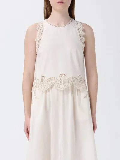 Forte Forte Avorio Lunamaris Embroidery Popline Top In Neutral