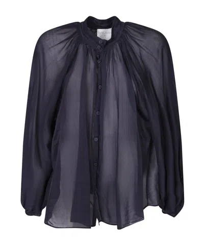 FORTE FORTE TRANSLUCENT COLLARLESS SHIRT
