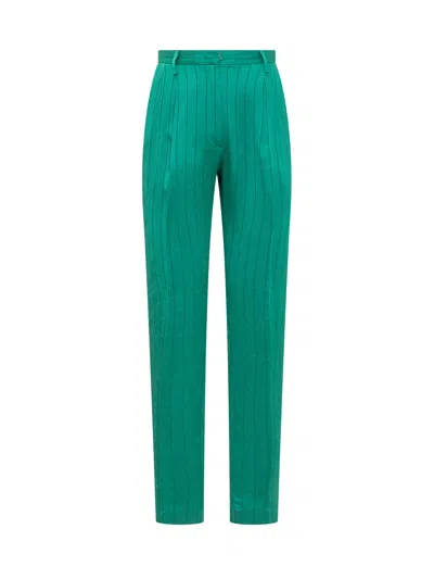 Forte Forte Trendy Striped Trousers In Emerald