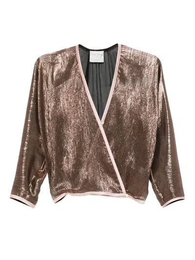 Forte Forte Trimmed-detail Wrap Top In Pink