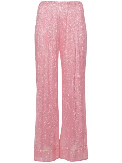 Forte Forte Straight-leg Lurex Trousers In Light Rose