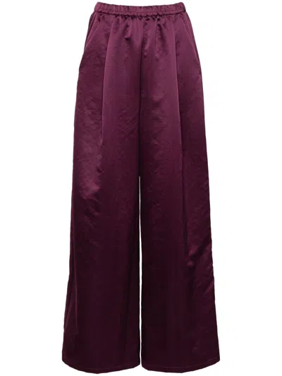 Forte Forte Satin Palazzo Pants In Red