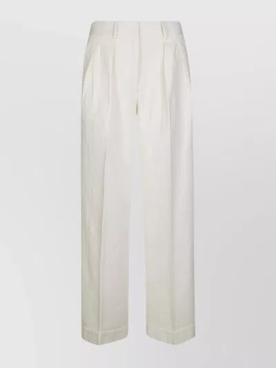 Forte Forte Trousers With Pleated Front And Side Pockets In White