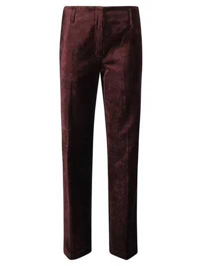 Forte Forte Trumpet Pants In Cotton And Viscose Stretch Velvet In Brown