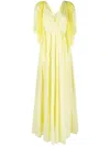 Forte Forte Tulle-layered Pleated Maxi Dress In Yellow