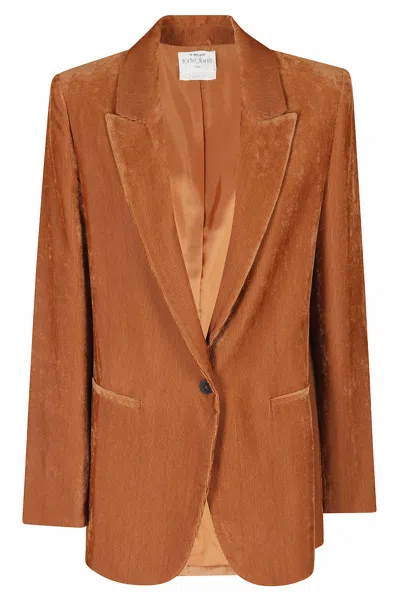 Forte Forte Turmeric Corduroy Velvet Single-breasted Viscose Blazer In Brown