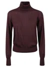 Forte Forte Turtleneck Rib Trim Plain Knit Pullover In Bordeaux