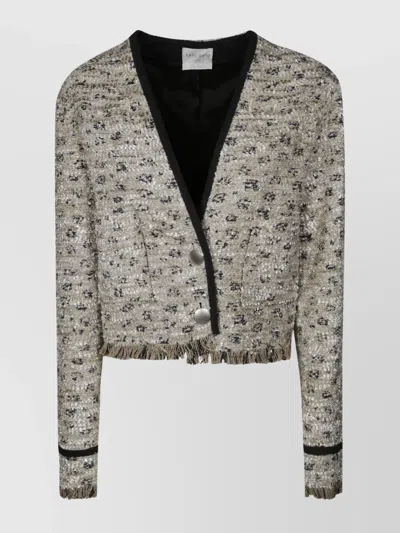 Forte Forte Tweed Jacquard Cropped Jacket In Gray