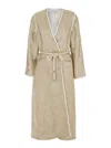Forte Forte Twinkle Beige Coat With V-neck On The Front And Adjustable Waist Belt In Lurex Woman In Beige