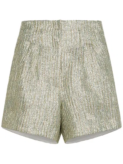 Forte Forte Twinkle Lurex Jacquard Shorts In Green