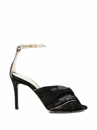 Forte Forte Twist-detail Velvet Sandals In Black