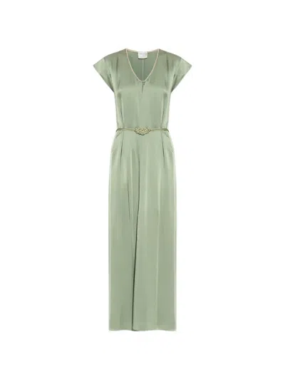 Forte Forte V-neck Belted Dress In Green
