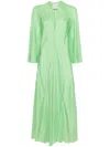 Forte Forte V-neck Flared Maxi Dress In Green