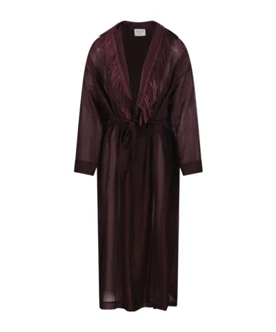 FORTE FORTE V-NECK FRINGE COTTON SILK DRESS