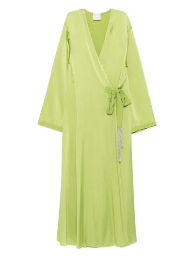 Forte Forte V-neck Midi Dress In Green